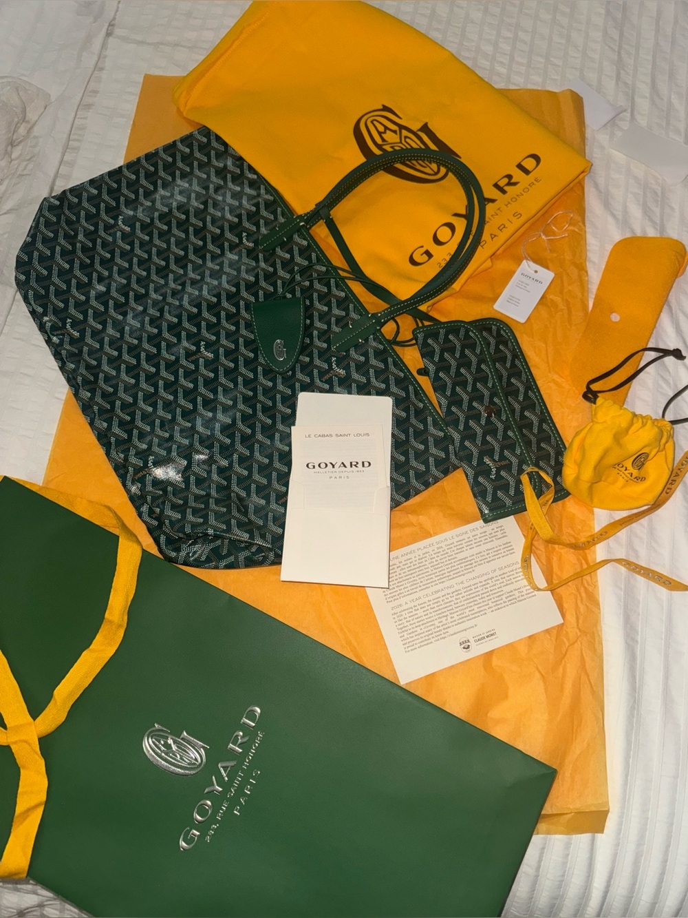GOYARD Saint Louis Vert Tote Bag Green Coated Canvas NWT